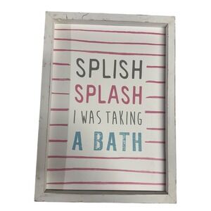 Splish Splash Bathroom‎ Wall Decor Sign - Farmhouse Style - Pink Gray Blue WP72Q